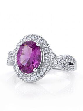 Oval Purple Amethyst Gemstone ring, 925 Sterling Silver